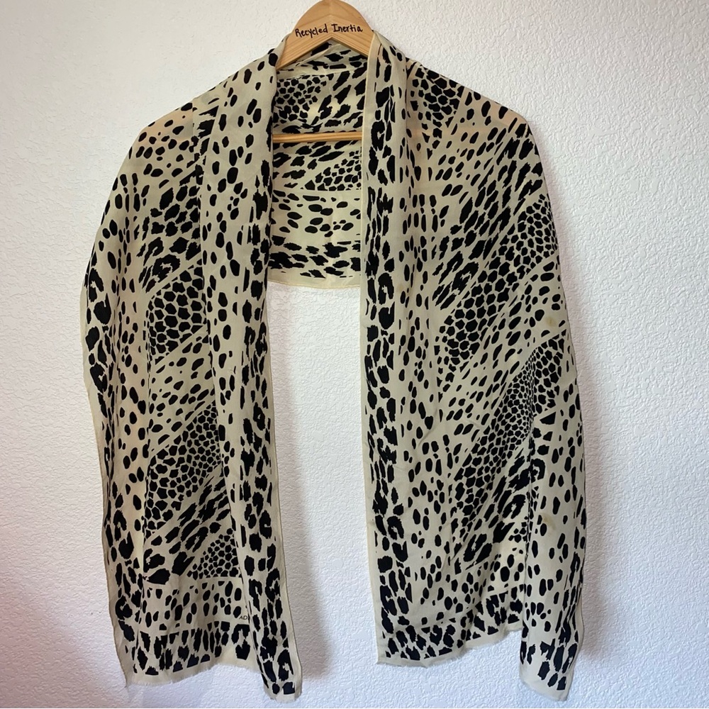 Adrienne Vitradini Silk Animal Print Leopard Cheetah Long Scarf